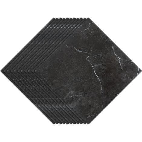 TolleTour Piastrelle in PVC vinilico autoadesivo Marmo nero, 11 pezzi, 1 m², per bagno, cucina, corridoio