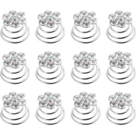 12 fermagli per capelli a spirale con strass di cristallo, accessori per capelli da sposa (1/5)