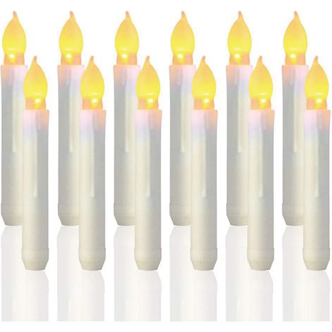 LED-Kerzen – Lange Kerzenständerkerzen – Set mit 12 flammenlosen LEDs