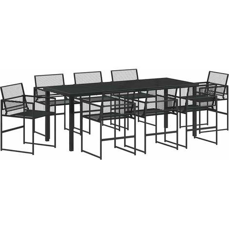Maison Exclusive - Set da Pranzo per Giardino 9 pcs Nero polyrattan