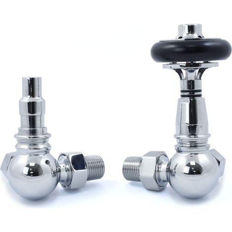 West Amberley Corner Thermostatic Radiator Valve and Lockshield - Chrome (1/5)