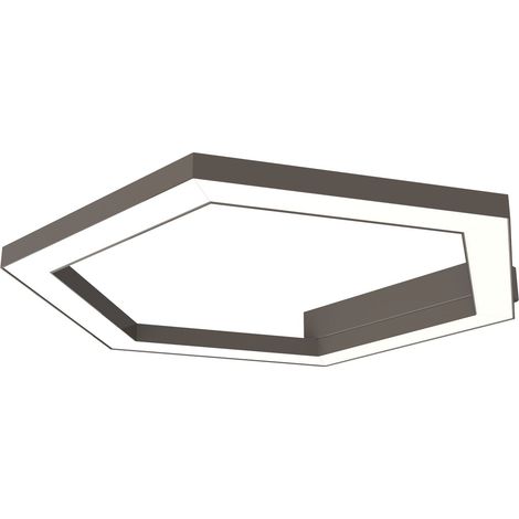 LUMICOM ESAGONO 1X Plafoniera, STRIP LED, 22W/m, 3000K, metallo, tortora lucido, Ø40cm (1/2)