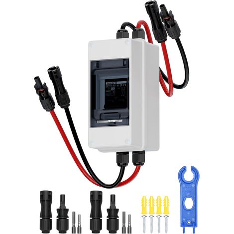 Fusible photovoltaïque fusible DC disjoncteur automatique 60A avec câble de prise solaire IP65 boîtier étanche pour système solaire (60A, DC 1000V) (1/5)