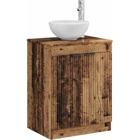 Meuble de Salle de Bain en Bois Style Rétro, 54 x 41 x 70 cm, Armoire de Toilette avec Lavabo Intégré, Design Vintage Compact pour Petit Espace (1/5)