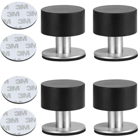 4pcs Butées Porte Adhesive Acier Inoxydable Butoir Arrêts Porte Door Stoppers Avec Caoutchouc Antichoc pour Montage Mural ou au Sol avec Ruban Adhésif Double Face 3M