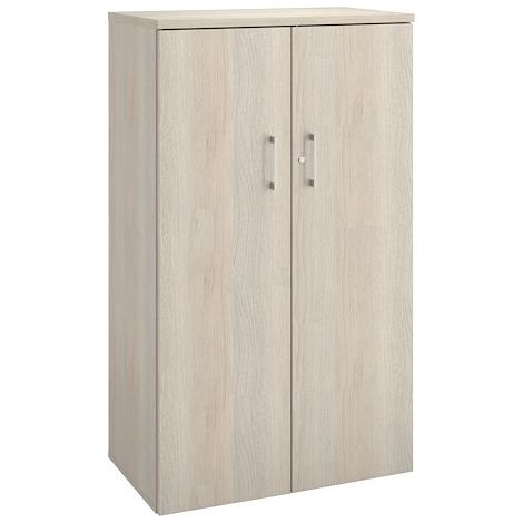 Armoire mi-hauteur bois H 136 x L 80 cm avec portes battantes chêne gris - Arch - Maxiburo