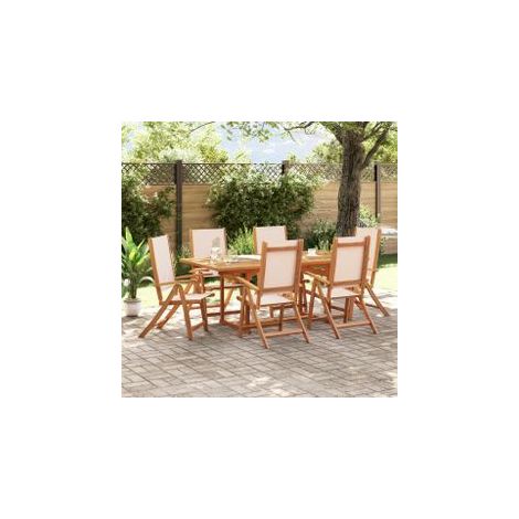 Ensemble à manger de jardin 7pcs bois d'acacia solide textilène (1/5)