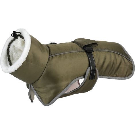 Veste Pour Chien - Col Haut Réglable avec Fourrure Synthétique - Doublure Polaire - Résistante à l Eau et Réfléchissante - Taille L