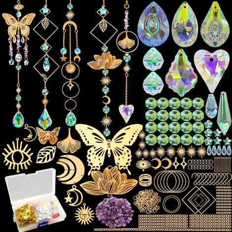 402 Pièces Kits de Fabrication de Attrape-Soleil,DIY Cristal Suncatchers,Pendentif Cristal à Suspendre Attrape-Lumière,pour décoration de fenêtre,décoration de jardin,avec crochet de suspension (1/5)