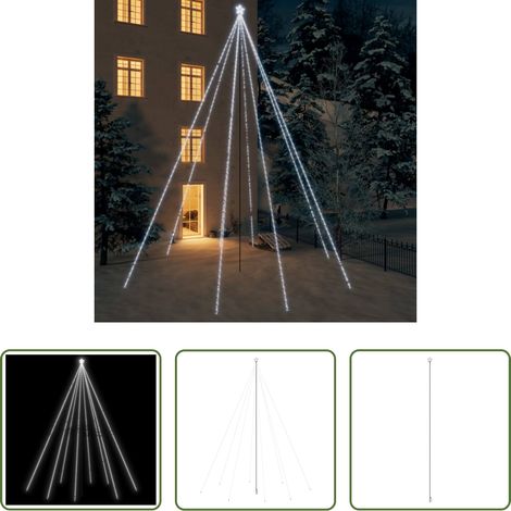vidaXL Innen- und Außenbeleuchtung -  LED Weihnachtsbaum Indoor Outdoor 1300 LEDs Kaltweiß 8 m