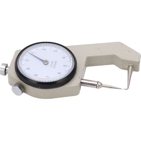 Micromètre d'épaisseur portable à échelle transparente, résistant à l'usure, pour mesures de 0 à 10 mm. Pointe incurvée. (1/5)