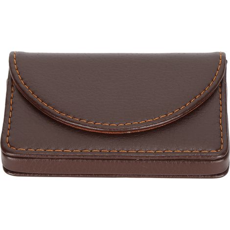 Porte-cartes de visite en cuir PU, étui organiseur cadeau voyage affaires Café 033 (1/5)