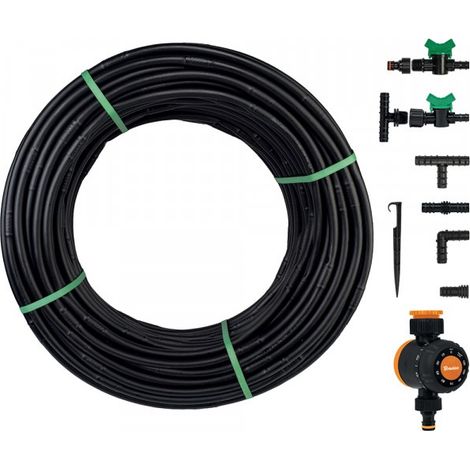 Kit tubo flessibile per irrigazione a goccia - 50 m con timer per il flusso d'acqua 1618 (1/5)