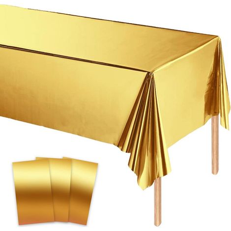 3er-Set Goldene Einweg-Tischdecken 137x274 cm für Partys & Feste