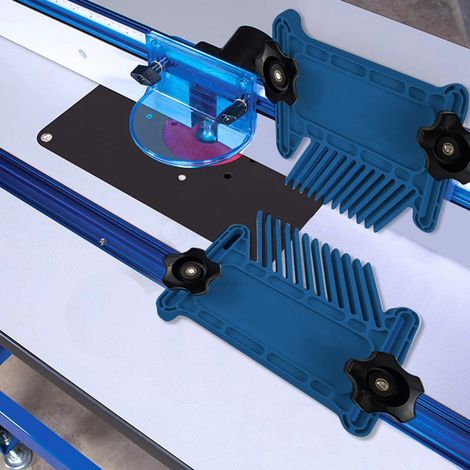 Ensemble de 2 outils à main pour le travail du bois, comprenant un guide de coupe, une table de défonceuse et une scie. Kit d'outils à main bleu pour la menuiserie. (1/5)