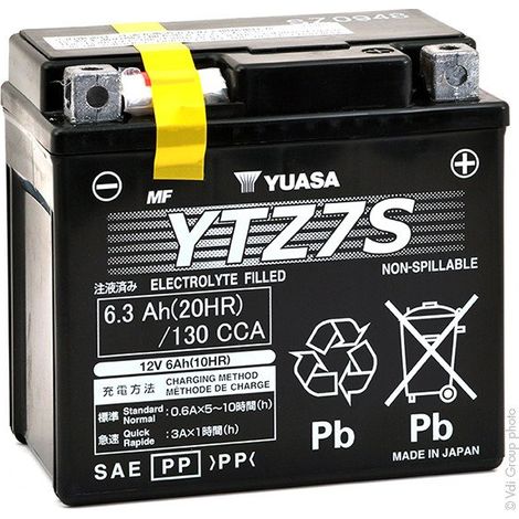 Batería de Moto YUASA Gel YTZ7S-BS 6Ah 12V (1/2)