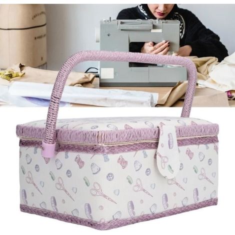 Caja de costura, cesta de costura morada de alta calidad, tejido resistente a las arrugas, buena elasticidad, duradera, mercería, tejido.