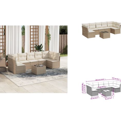 Salon de jardin avec coussins 8 pcs beige résine tressée - Ensemble Salon De Jardin - Mobilier De Jardin - Salon D'extérieur - Résine Tressée - Rotin Synthétique (1/3)