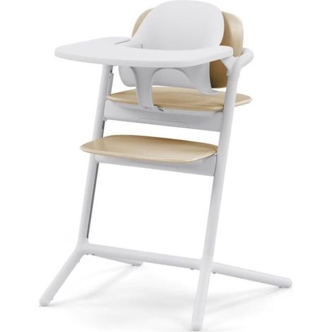 CYBEX - Hochstuhl evolutionär - 3-in-1-Set - LEMO 2 - Weiß/Holz - Höhen- und tiefenverstellbar - Set für Babys inklusive