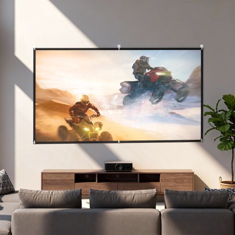 Écran projection 100" Blanc 16:9 HD 4K/8K pliable portable résiste plis lavable double verso
