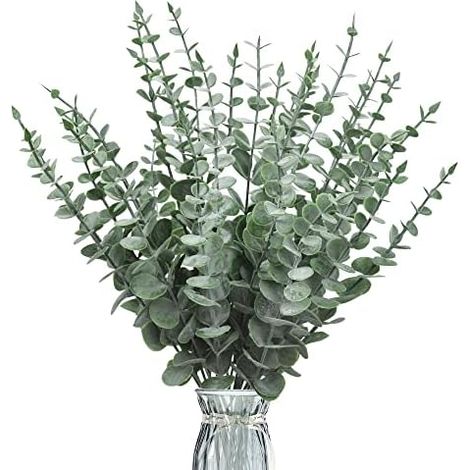 30 Stück Künstliche Eukalyptusblätter Deko Eukalyptus Zweige Kunstpflanzen Eukalyptusstiel Silberdollar Gefälschte Pflanze für Blumenarrangement Tischdeko Hochzeit (1/5)