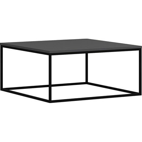 Table basse carrée Sancho 90x90cm Métal Noir et Bois Anthracite (1/5)