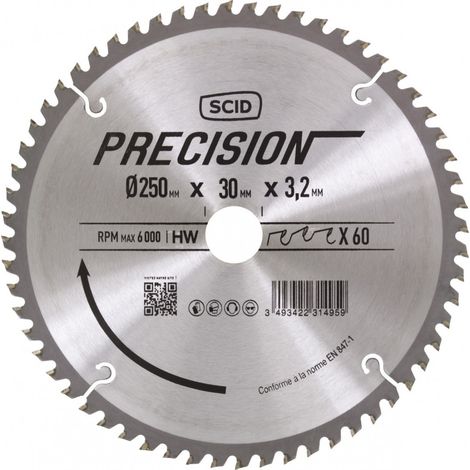 Lama per dentiera alternata per macchine fisse ø 250 mm 60 30 3,2