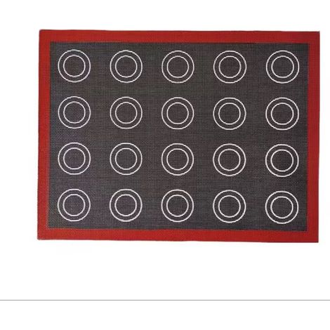 Perforierte Silikon-Backmatte – lebensmittelecht – für Kekse, Macarons, Brot und Gebäck – 30 × 40 cm – schwarz + rot (1/5)