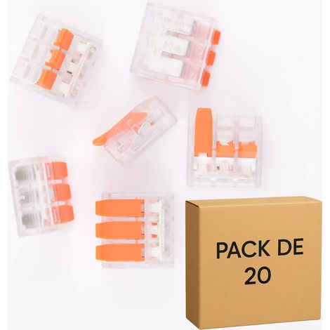20 Bornes de Raccordement à Levier, 3 contacts, 40A, 6 mm² - LT-613