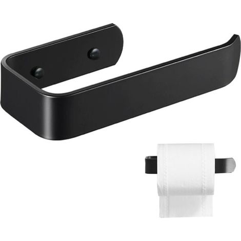 Porte-papier mural en aluminium brossé noir – 18 cm, fixation murale avec vis incluses, design stable et élégant pour salle de bain (1/4)