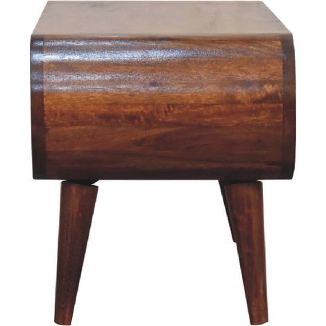 Table basse nordique en bois massif Amaya avec fente ouverte pratique – design fonctionnel et élégant, couleur marron foncé (1/4)