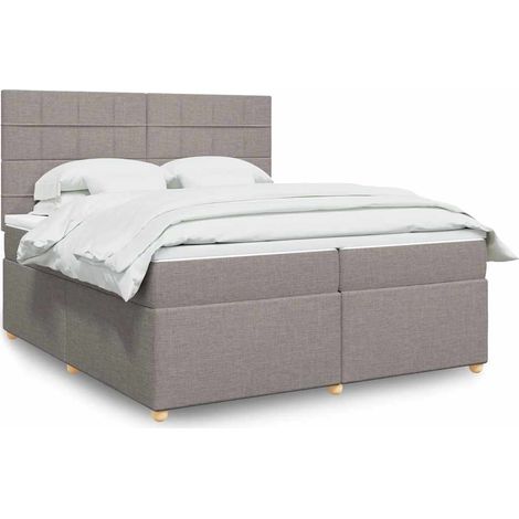 vidaXL Sommier à lattes de lit avec matelas Taupe 200x200 cm Tissu (1/5)