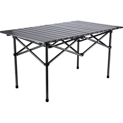 TRADE SHOP - Tavolo Da Campeggio Pieghevole Da Esterno Portatile Giardino Balcone Pic Nic Nero 632835 -