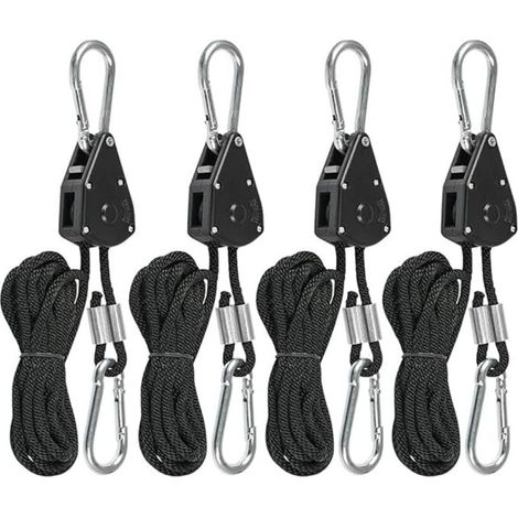 Corda a cricchetto con gancio, 4 pezzi, puleggia a cricchetto, tenditore per corda a cricchetto, cinghia a cricchetto con gancio regolabile per lampada da pianta, vela parasole, cinghia per tenda da c