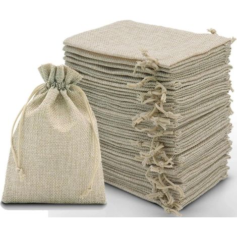 CCYKXA30 Jute Bags 10x15 cm, Linen-Look Canvas Drawstring Bags, DIY Jewelry and Gift Storage for Weddings, Christmas and Everyday Occasions (Natural) (1/5)