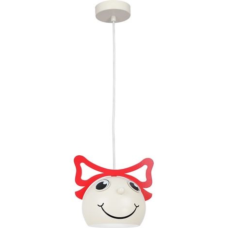 Suspension enfant Bambini visage nœud rouge E27 Luminex