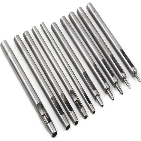 Ensemble de 10 outils de perforation pour cuir, emporte-pièces, perforatrices, 10 tailles, pour ceintures, bracelets, papier, loisirs créatifs (1/4)