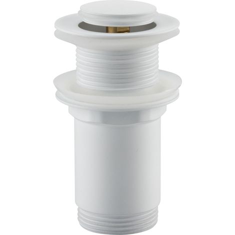 Bonde de lavabo en laiton Click-Clack modèle E universelle pour lavabo 1/4 de pouce sans trop-plein blanche (1/5)