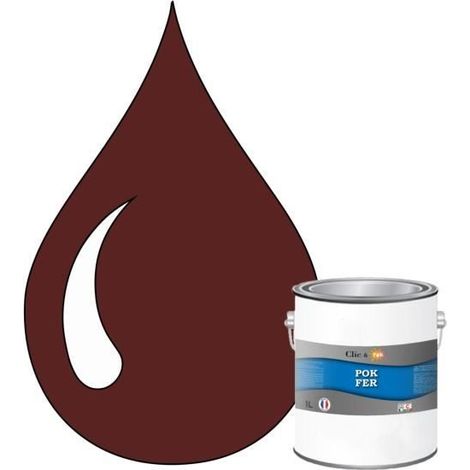 Peinture - POK - Fer Antirouille - Glycérophtalique - 1L - RAL 8012 Brun rouge (1/4)