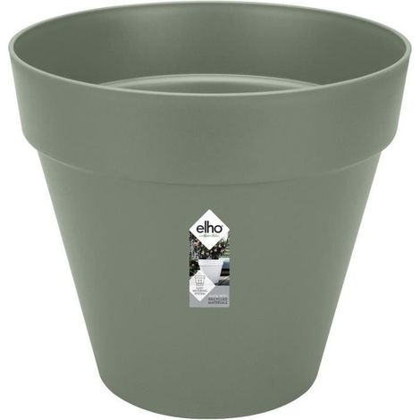 ELHO Pot de fleurs Rond LOFT URBAN - Plastique - Percé - Réservoir - Avec roulettes - Ø38,5 x H35,3 cm - Vert