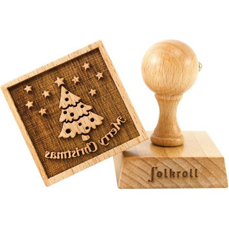 Patisse Sello Árbol de Navidad en Madera Natural 5,5x5,5 cm