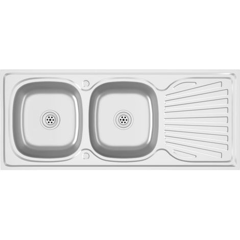 Lavello da cucina a doppio lavello lavello da cucina da incasso lavello da incasso per interni domestici argento 120 cm acciaio inox 020002434