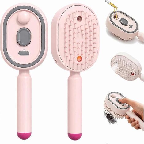 Brosse chauffante électrique à coussin d'air massant avec brumisateur, brosse vapeur électrique pour cheveux, brosse de coiffage antistatique rechargeable avec brumisateur fin (1/5)