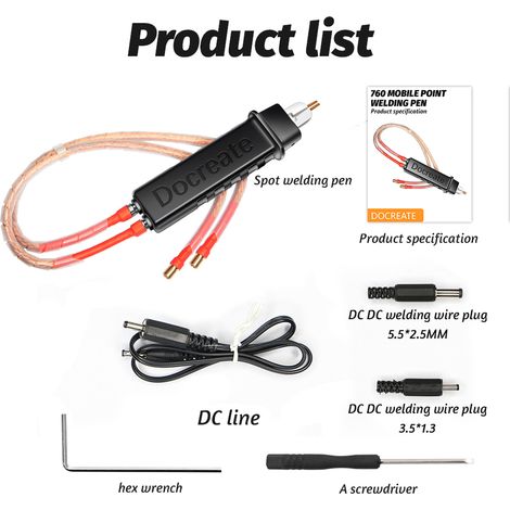 Ortviai Stylo à Souder par Points pour Batteries – Pointe en Cuivre Doré, Câble 16 mm², Réglable & Portable (1/4)