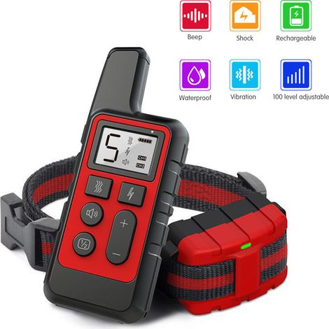 Collier De Dressage Chien Rechargeable 500M Avec Télécommande Bip Vibration Impulsion 100 Niveaux Pour Grand Jardin (1/5)