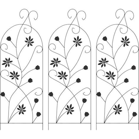 Clôture de jardin en trois sections, noire, 112 x 39,5 cm, acier. (1/5)