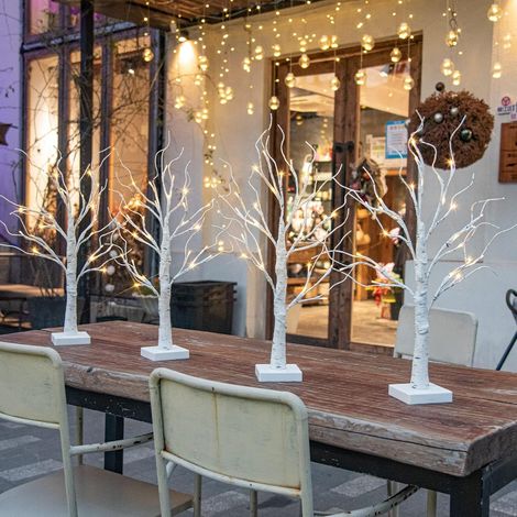 Lot de 4 branches lumineuses pour l'intérieur - 24 LED blanc chaud - Bouleau - Branches décoratives à piles - Décoration pour la maison, les fêtes, les anniversaires, les mariages (1/5)