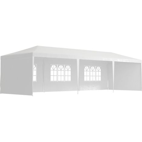 Outsunny 9 x 3 m Party Tent Gazebo Marquee Outdoor Patio Canopy Shelter with Windows and Side Panels Black