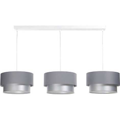 Suspension élégante effet satiné gris et argent pour salon moderne - Gris satin argenté (1/5)