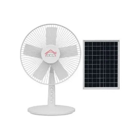 DCG Tischventilator VE2220S mit Solarpanel, 5 Flügeln, 30 cm Durchmesser, 3 Geschwindigkeiten, Weiß